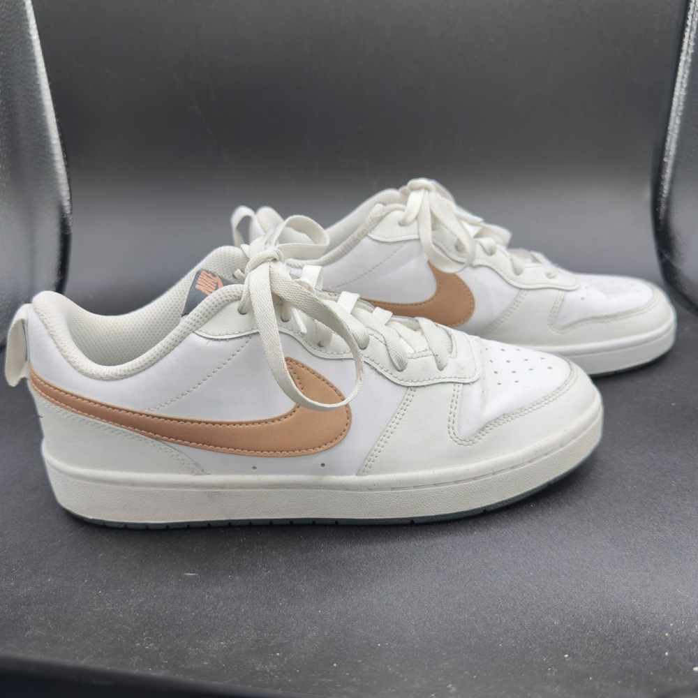 Nike Court Borough Low 2 Sneakers Girls 7Y White Bronze BQ5448-116 Lightweight